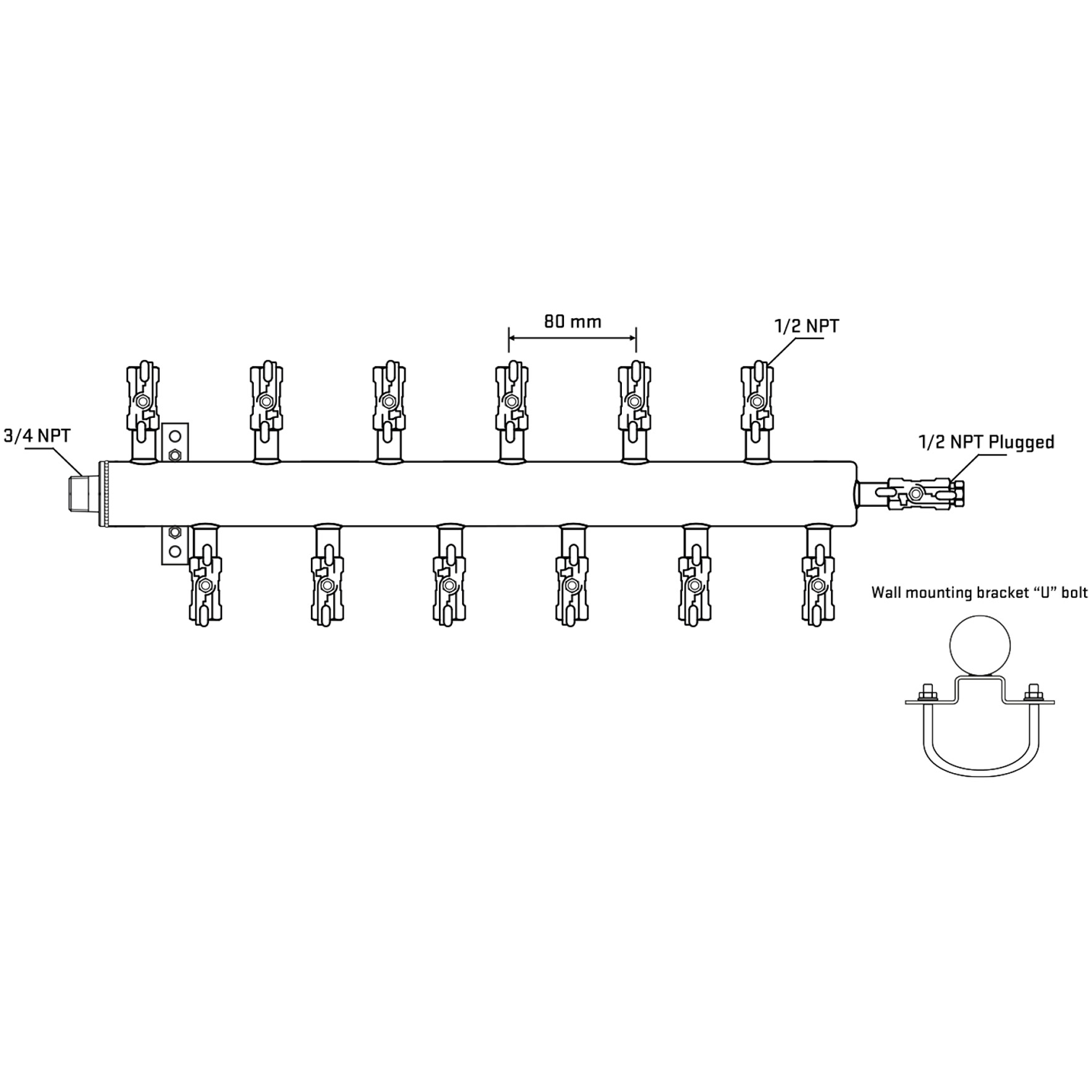 M5F2A010811 Manifolds Stainless Steel Double Sided