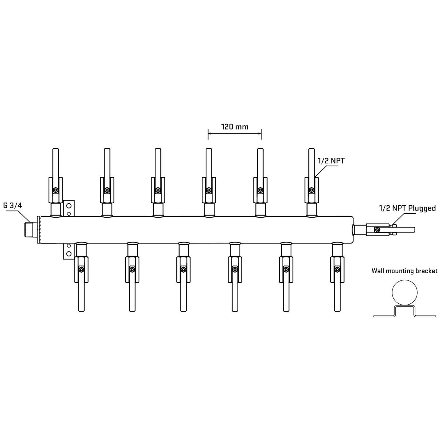 M5F2B080412 Manifolds Stainless Steel Double Sided